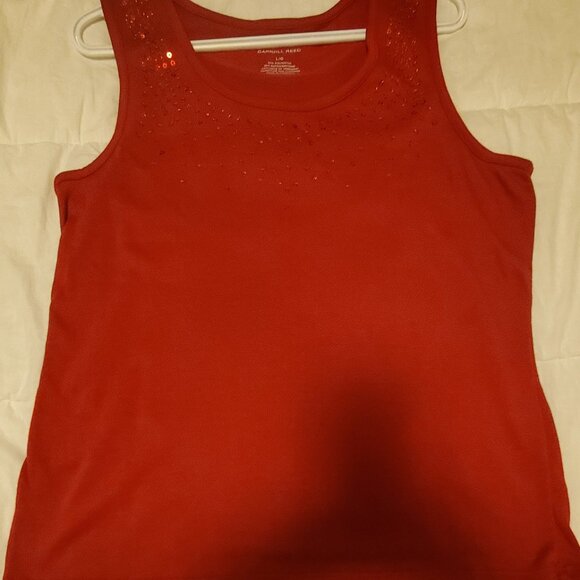 Carroll Reed Red Sleeveless Tank Top Festive Sparkle Size L - Picture 6 of 9